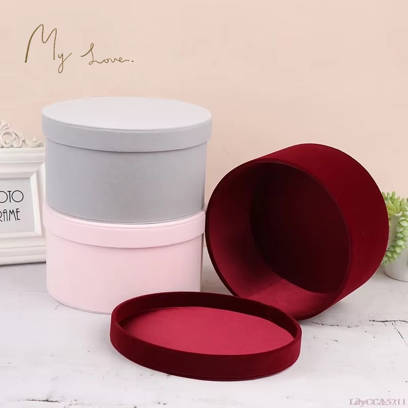 The Florist Supply - Velvet Round Flowers Box, Flower and
